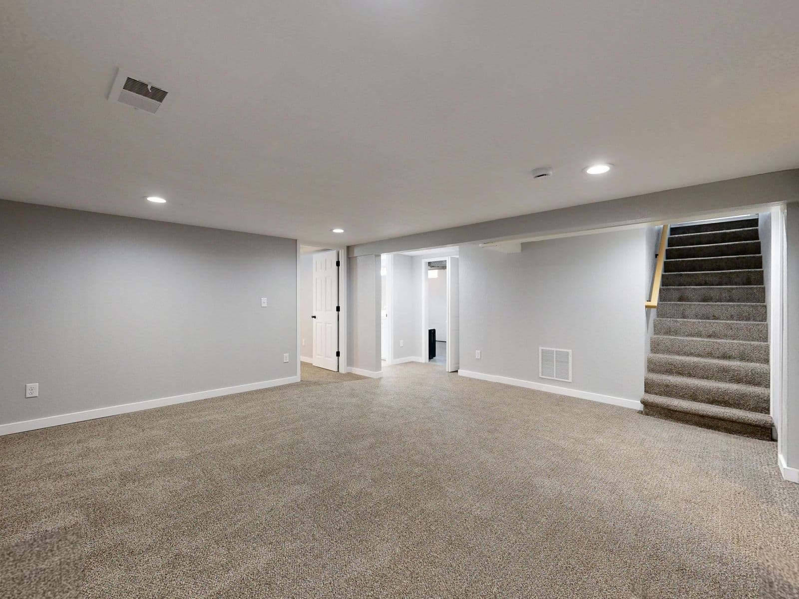 Carpeted basement family room